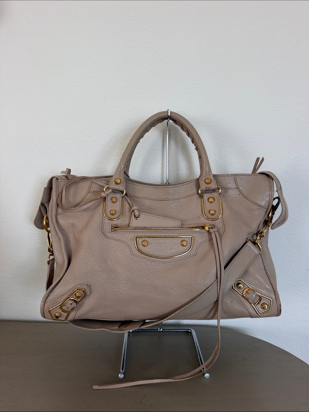 Balenciaga Medium Taupe City Bag with Gold Hardware